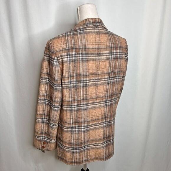 Vintage Homemade Plaid Blazer Jacket Women's Brown Tweed Formal - Picture 6 of 10